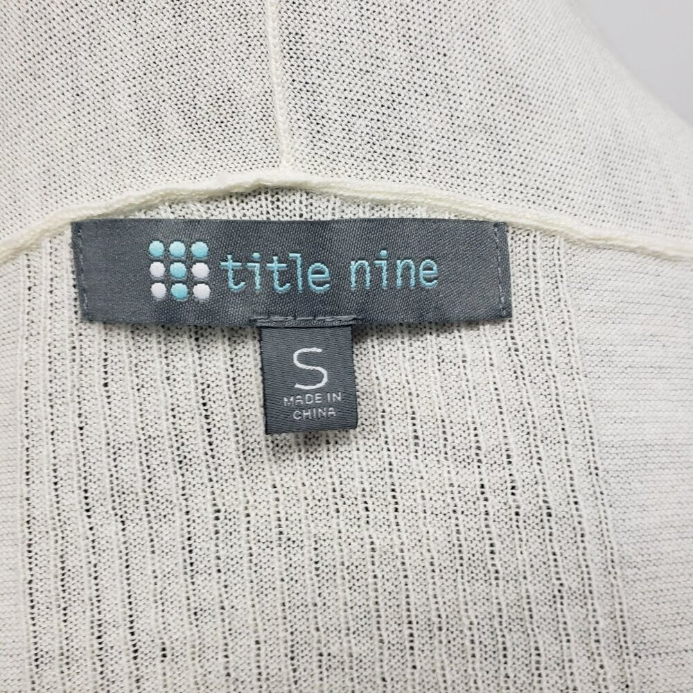 Title Nine Cardigan Supima Cotton Merino Wool Cream Open Front Waterfall S - Picture 2 of 13